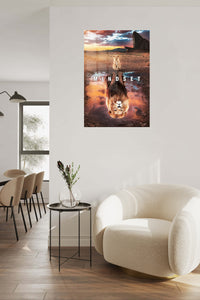 Mindset Lion Reflection metal wall art displayed in a contemporary living space