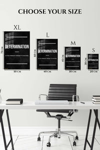 EMESA metal wall art size comparison guide for Determination Strength Quote