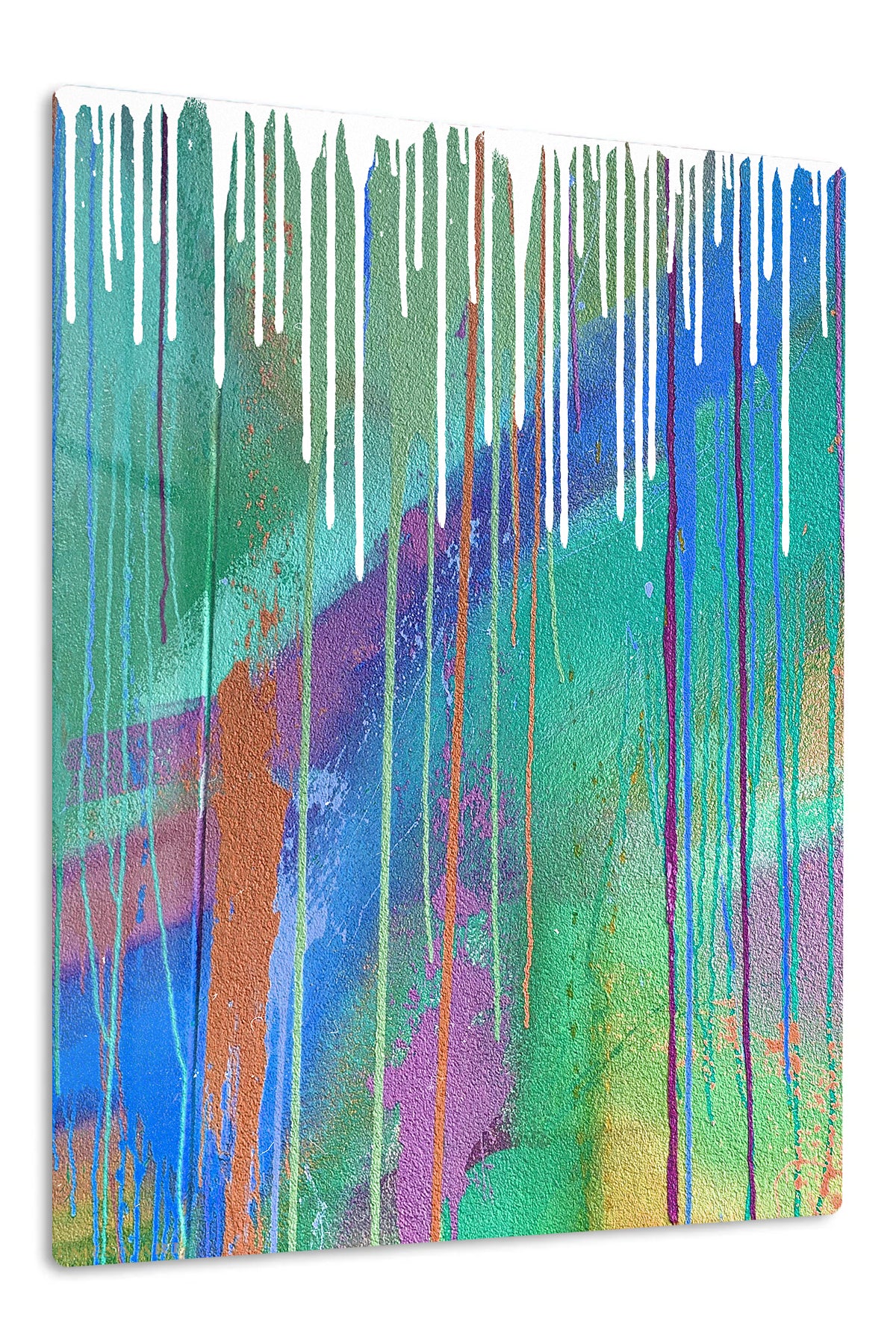 Vivid Cascading Color premium metal wall art – front view