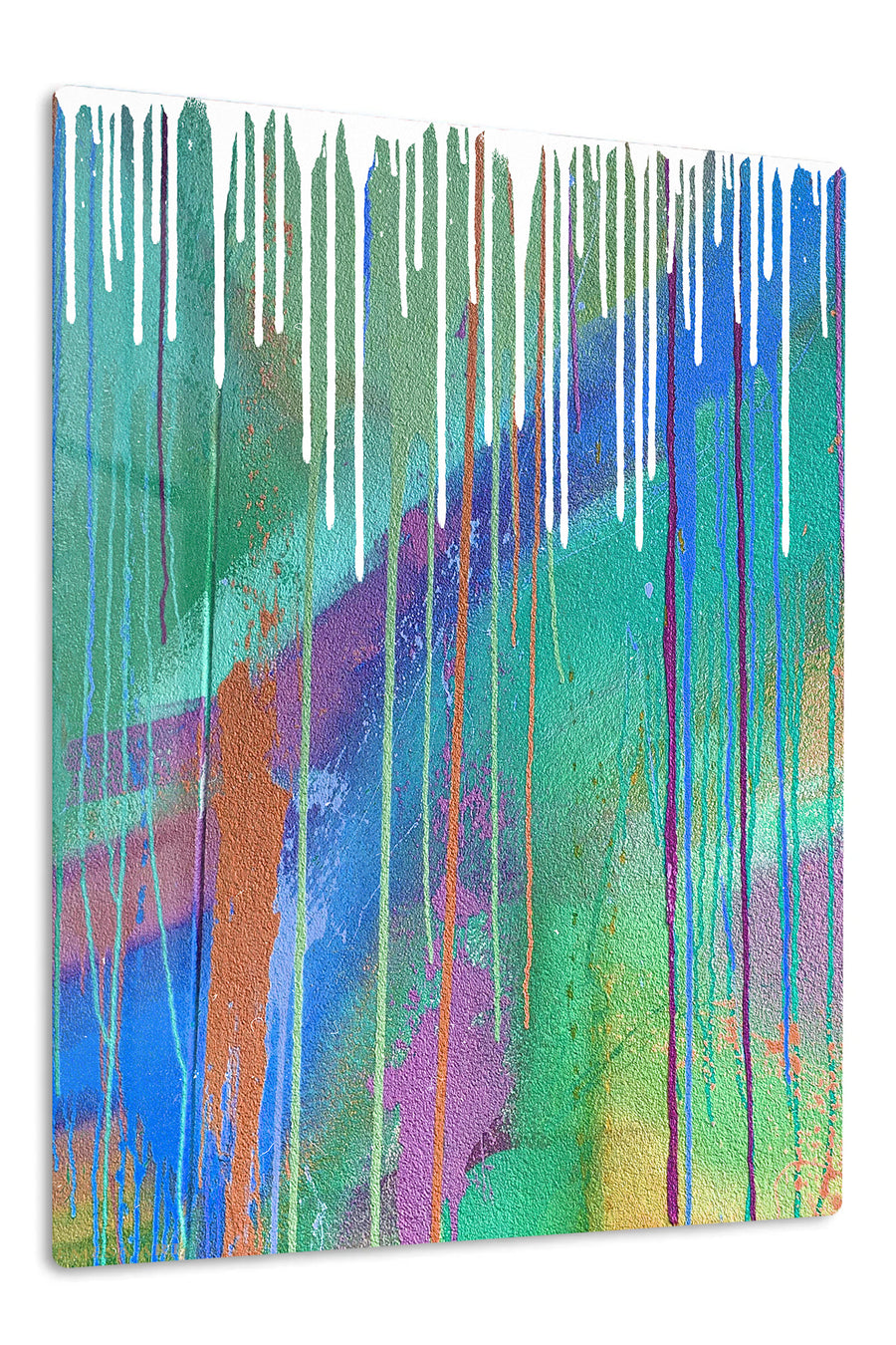 Vivid Cascading Color premium metal wall art – front view