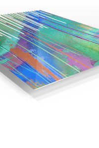 Vivid Cascading Color premium metal wall art – angled view