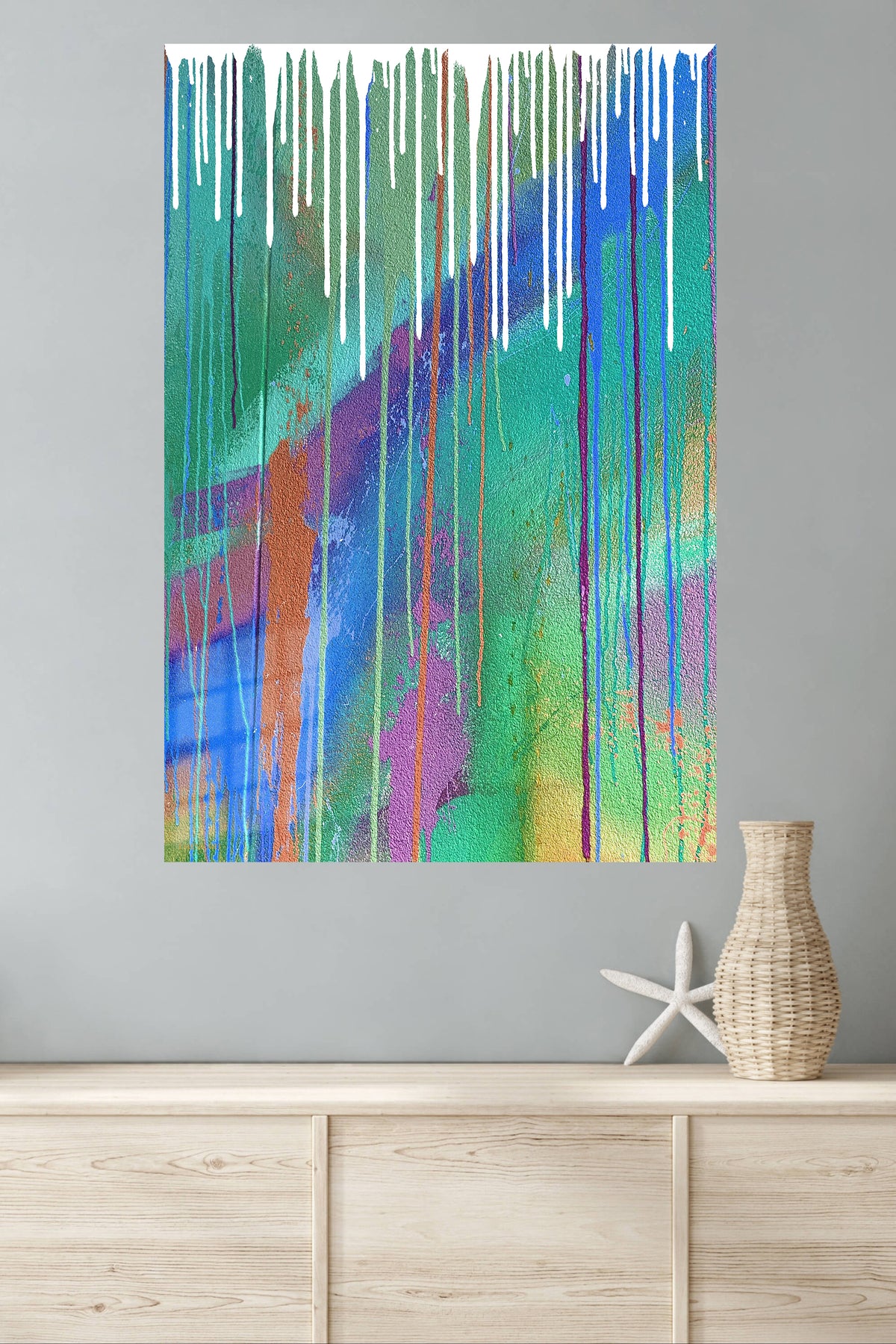 Vivid Cascading Color metal wall art displayed in a modern interior