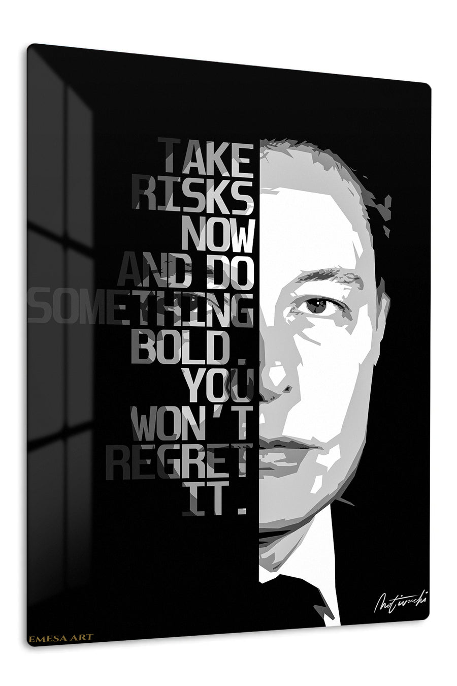 Take Risks Motivational Portrait premium metal wall art – front view