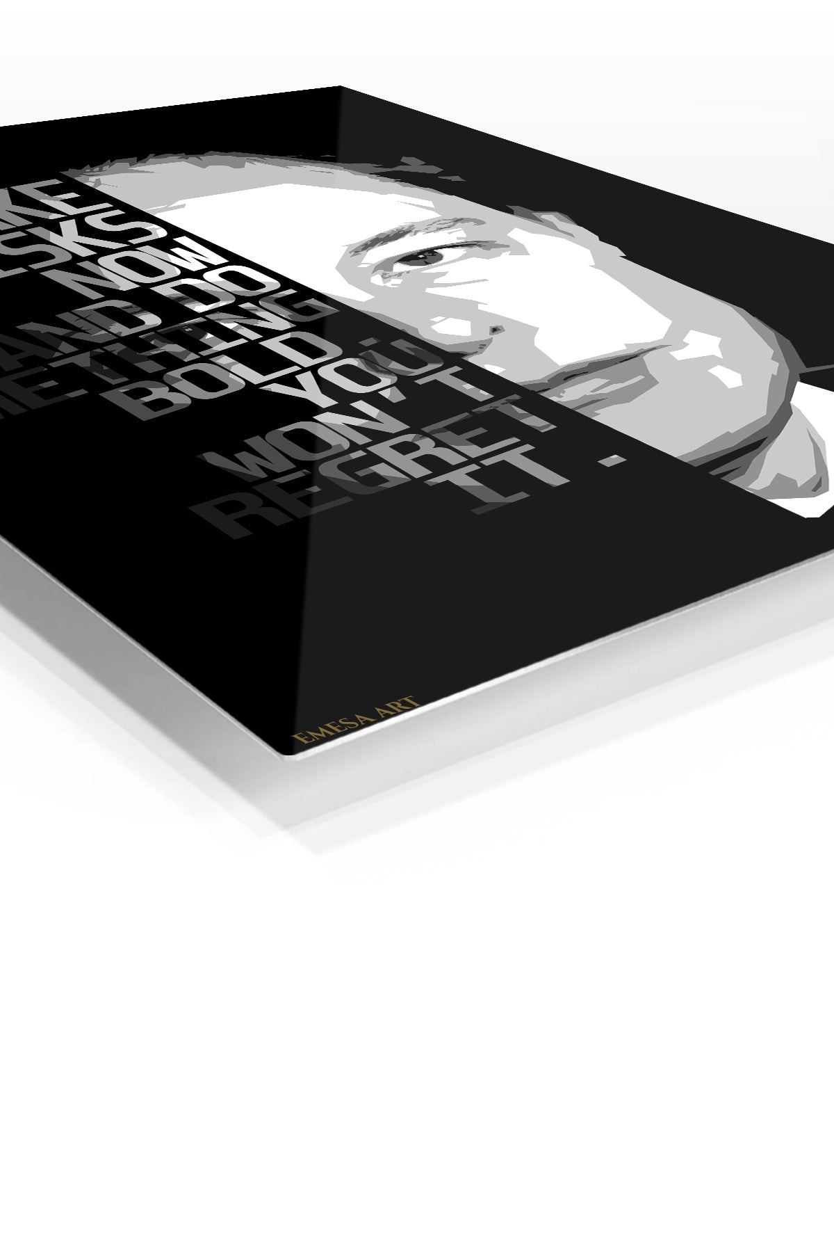 Take Risks Motivational Portrait premium metal wall art – angled view