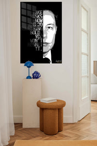 Take Risks Motivational Portrait metal wall art displayed in a contemporary living space