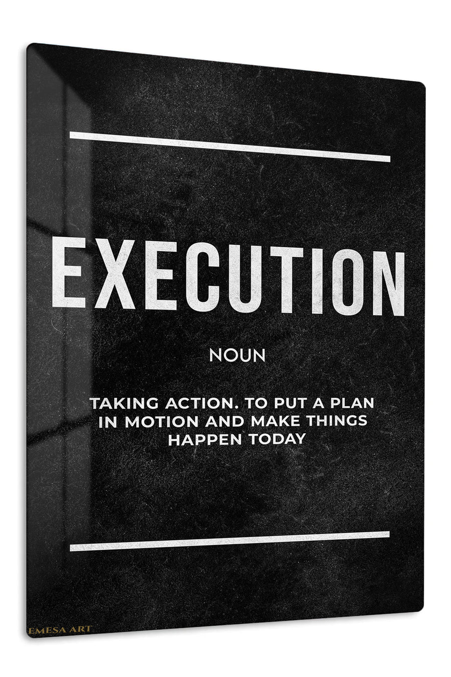Execution Definition Motivational Typography premium metal wall art – front view