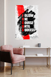 Focus on Success metal wall art displayed in a contemporary living space