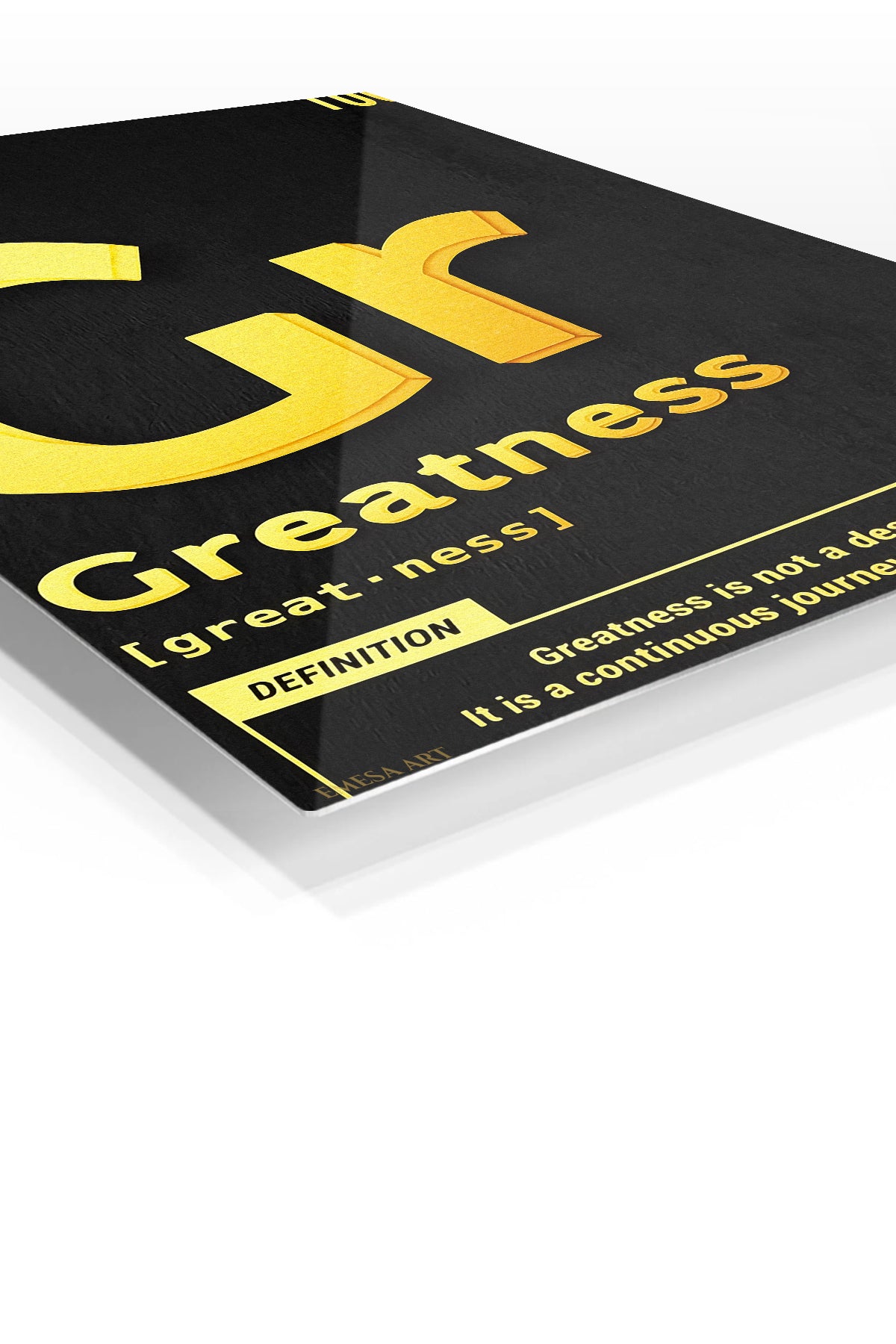 Greatness Is a Continuous Journey premium metal wall art – angled view