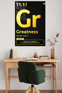 Greatness Is a Continuous Journey metal wall art displayed in a contemporary living space