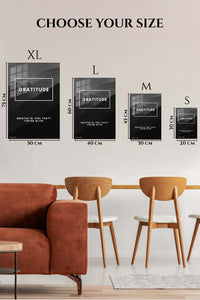 EMESA metal wall art size comparison guide for Gratitude Mountain Breath