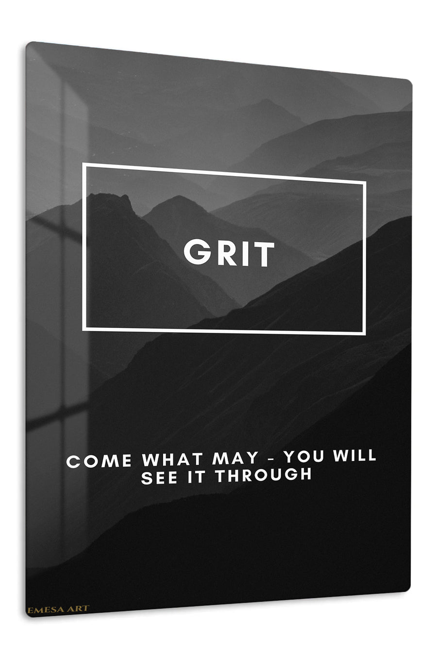 Grit Mountain Motivation premium metal wall art – front view