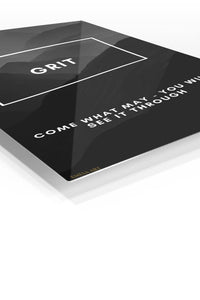 Grit Mountain Motivation premium metal wall art – angled view