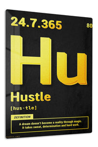 Hustle Definition Gold Typography premium metal wall art – front view