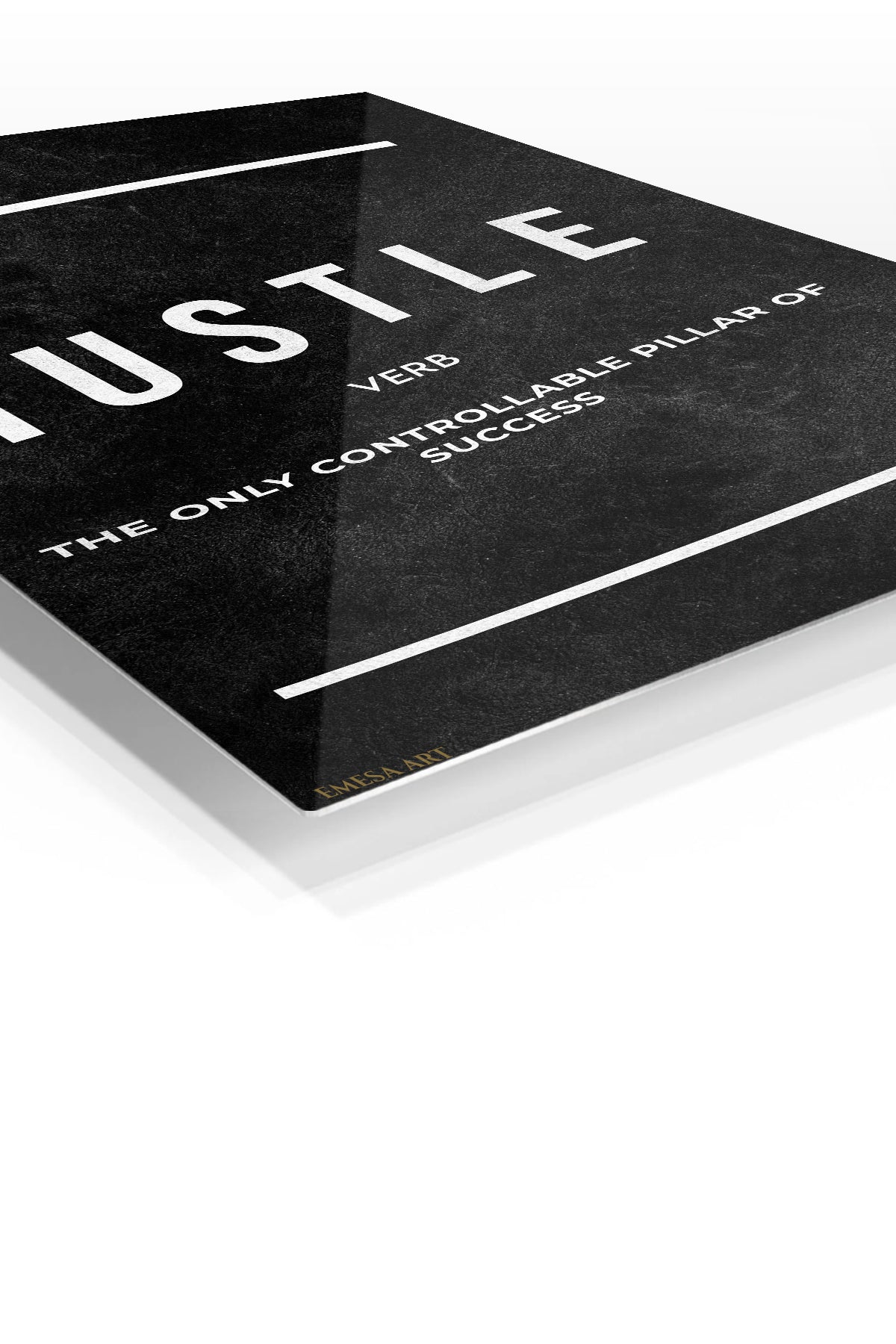 Hustle Success Pillar premium metal wall art – angled view