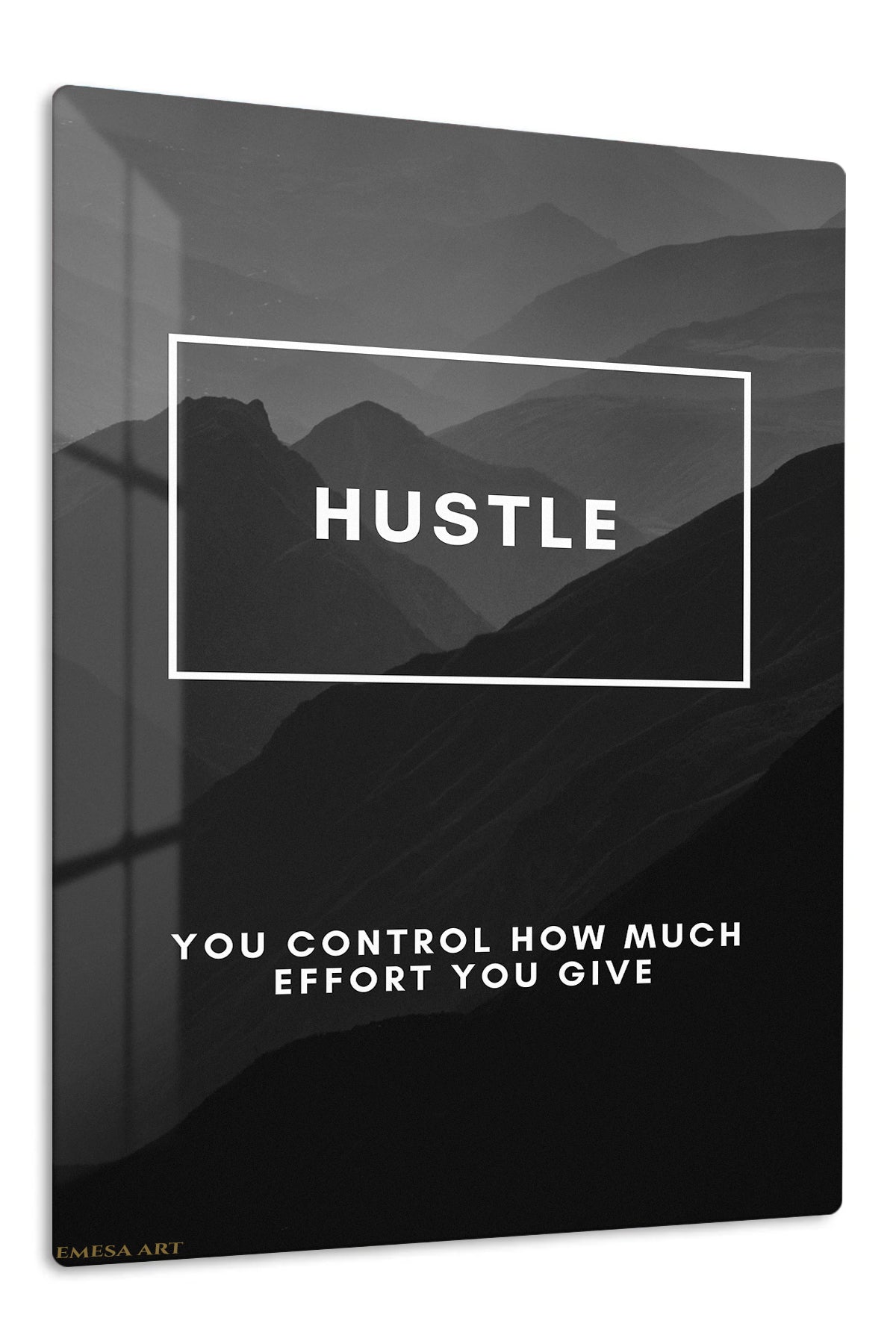 Hustle Mountain Motivation premium metal wall art – front view