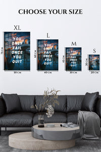 EMESA metal wall art size comparison guide for You Only Fail Once