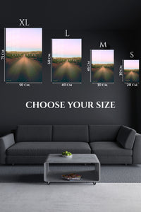 EMESA metal wall art size comparison guide for Keep Going Desert Road