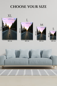 EMESA metal wall art size comparison guide for Keep Moving Forward Forest Road