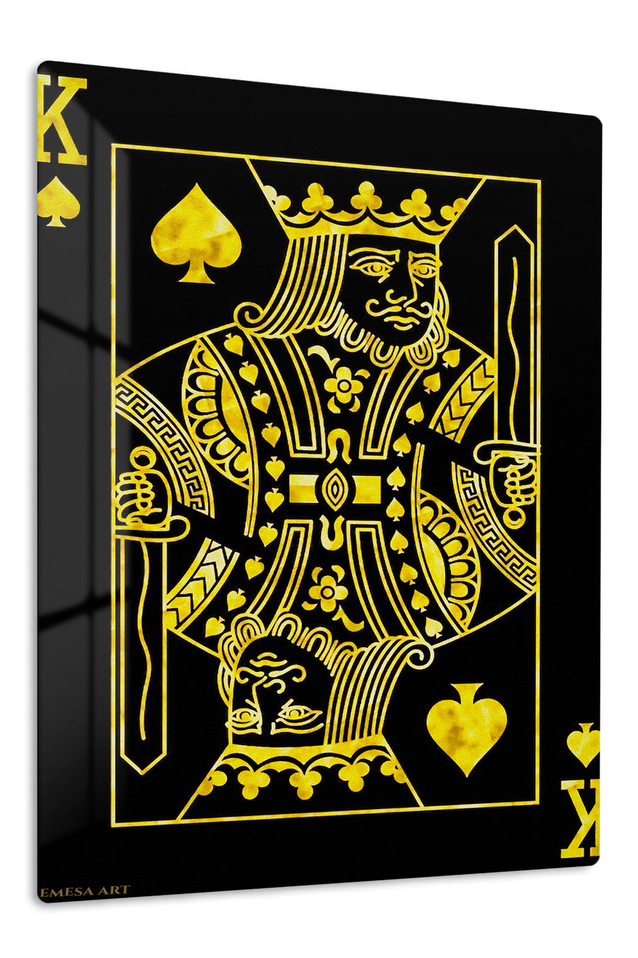 Golden King of Spades premium metal wall art – front view