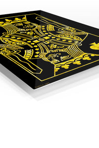 Golden King of Spades premium metal wall art – angled view