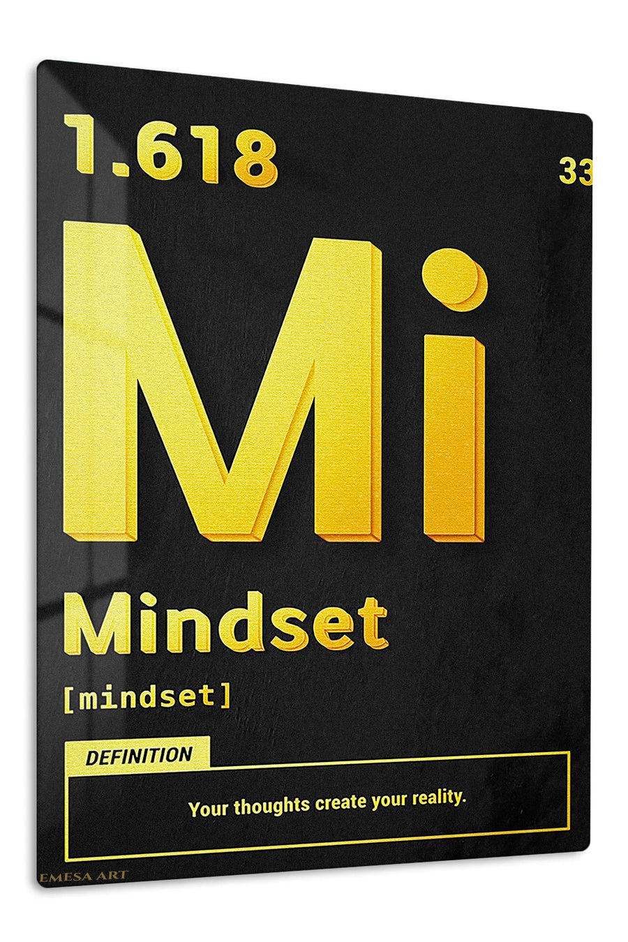 Mindset Definition in Gold premium metal wall art – front view