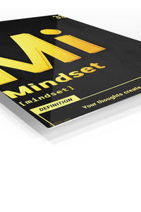 Mindset Definition in Gold premium metal wall art – angled view
