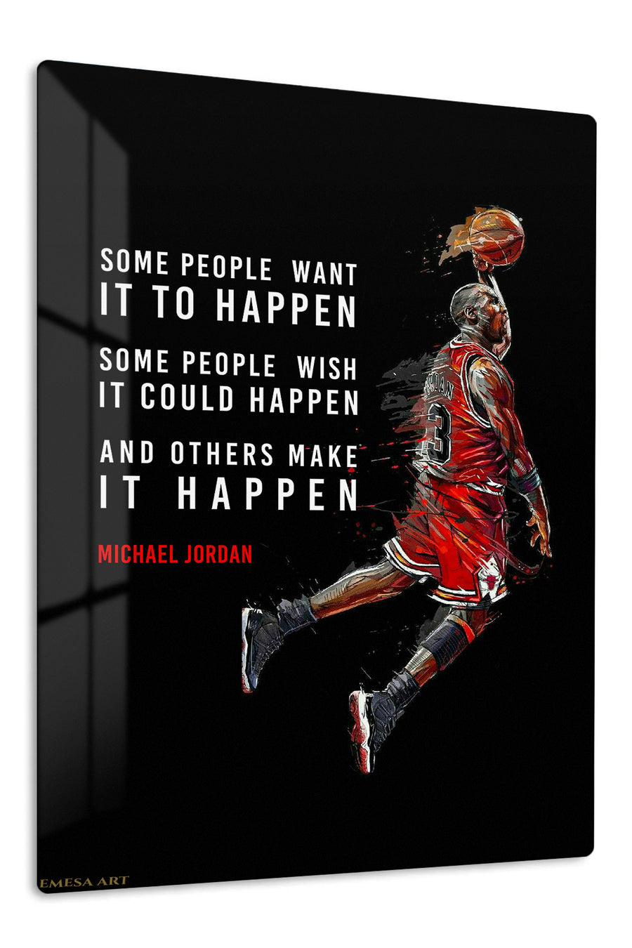 Make It Happen Basketball Motivation premium metal wall art – front view