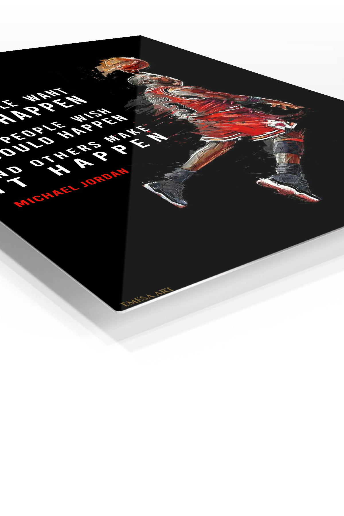 Make It Happen Basketball Motivation premium metal wall art – angled view