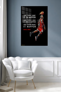 Make It Happen Basketball Motivation metal wall art displayed in a contemporary living space
