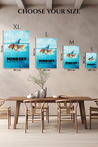 EMESA metal wall art size comparison guide for Mindset Is Everything Goldfish
