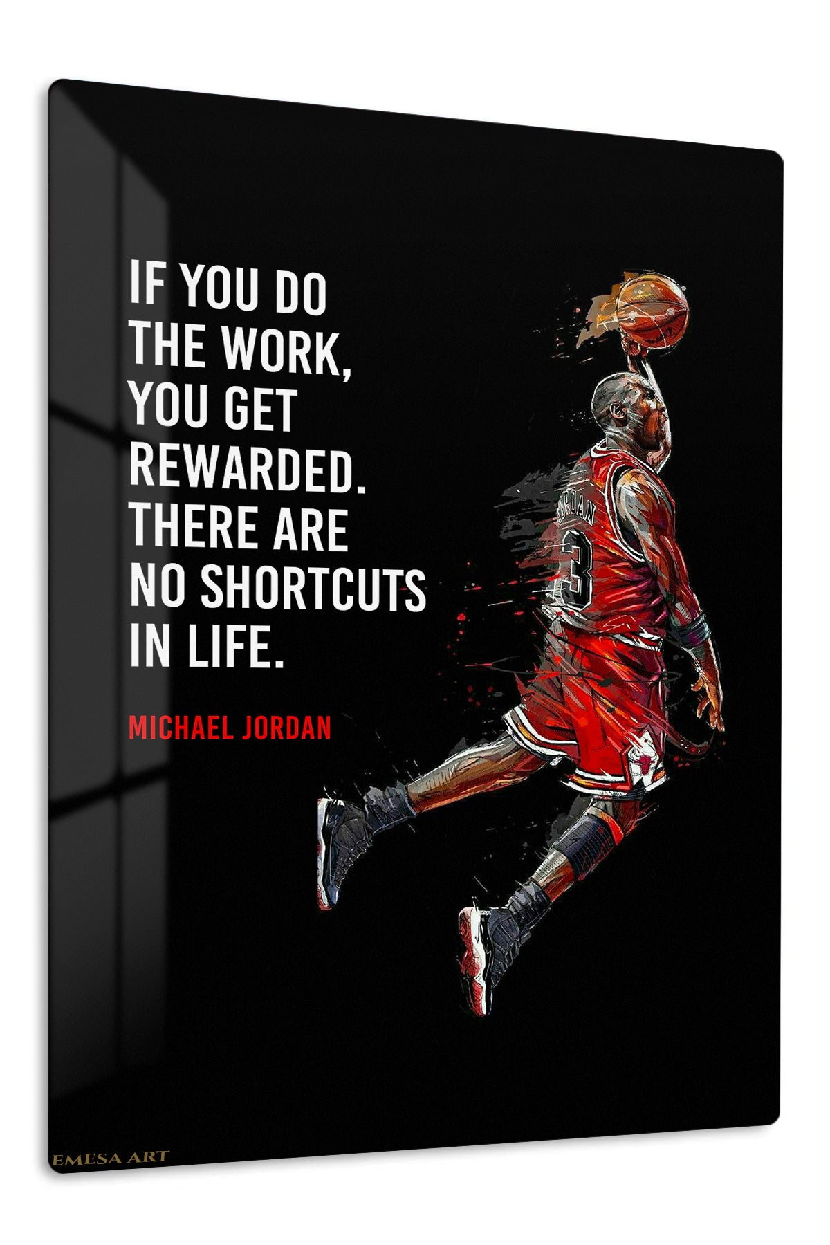 No Shortcuts Basketball Motivation premium metal wall art – front view