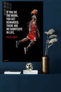 No Shortcuts Basketball Motivation metal wall art displayed in a modern interior
