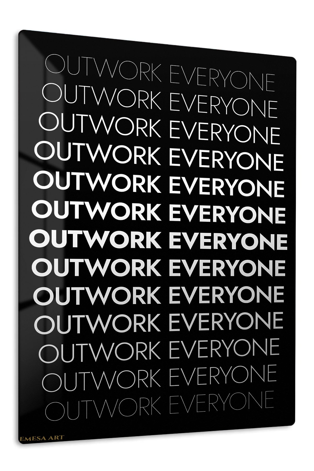 Outwork Everyone Typography premium metal wall art – front view