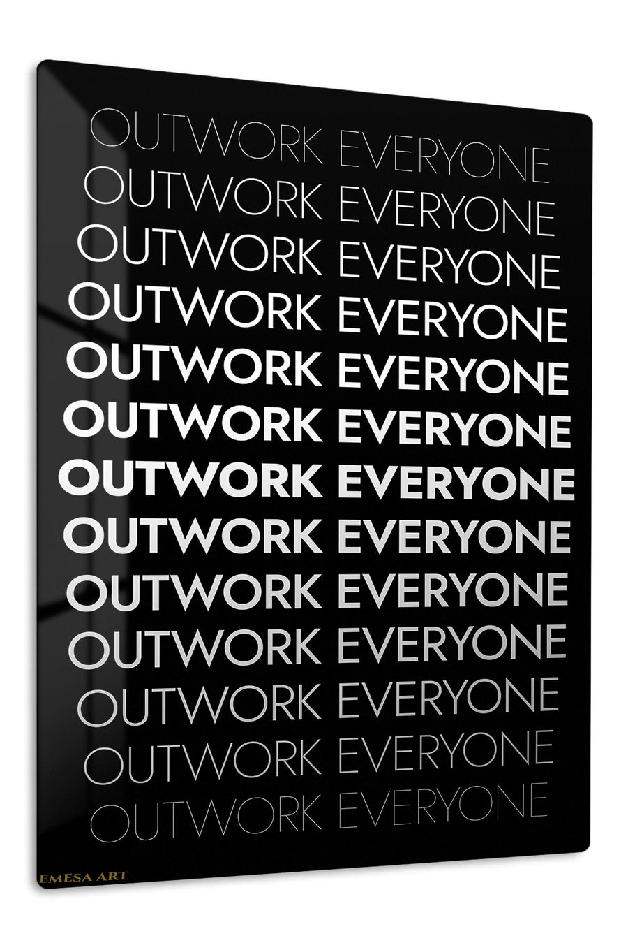 Outwork Everyone Typography premium metal wall art – front view