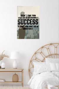 Success Comes From Consistency metal wall art displayed in a contemporary living space