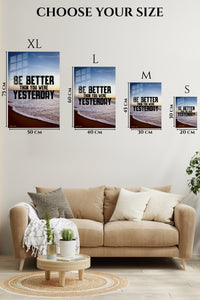 EMESA metal wall art size comparison guide for Be Better Than Yesterday