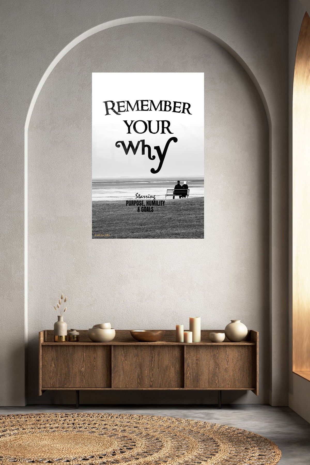 Remember Your Why metal wall art displayed in a contemporary living space