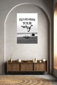 Remember Your Why metal wall art displayed in a contemporary living space
