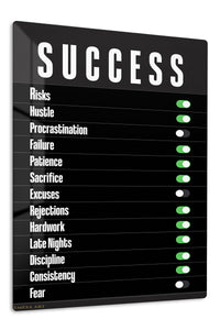 Success Mindset Switches premium metal wall art – front view
