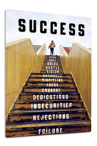 Success Stairway Motivation premium metal wall art – front view