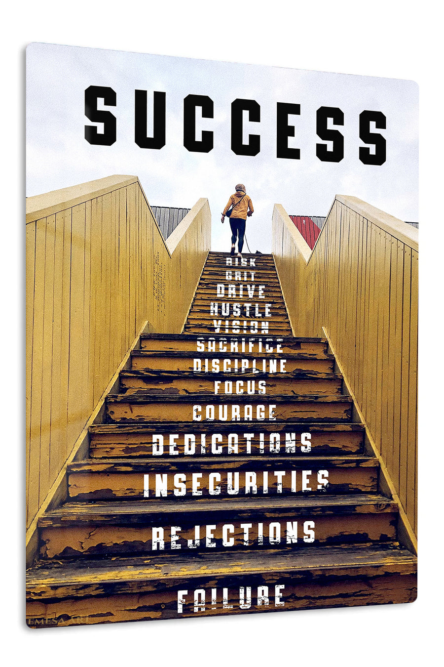 Success Stairway Motivation premium metal wall art – front view