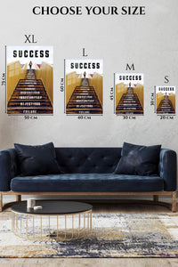 EMESA metal wall art size comparison guide for Success Stairway Motivation