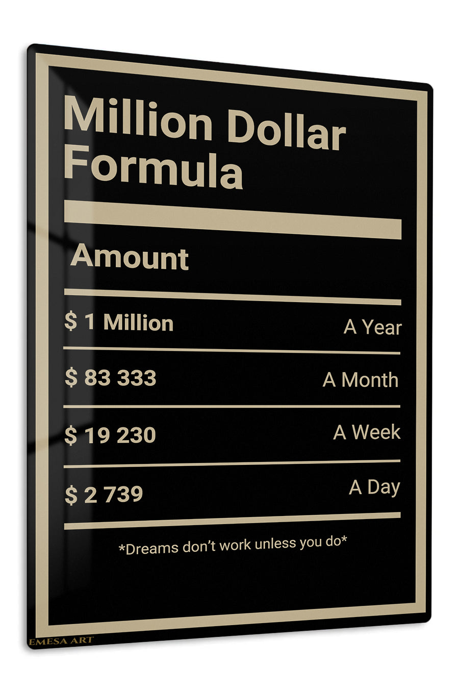 Million Dollar Formula premium metal wall art – front view