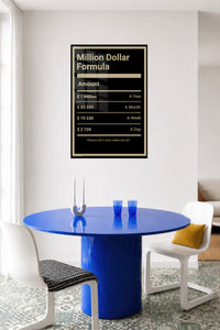 Million Dollar Formula metal wall art displayed in a contemporary living space
