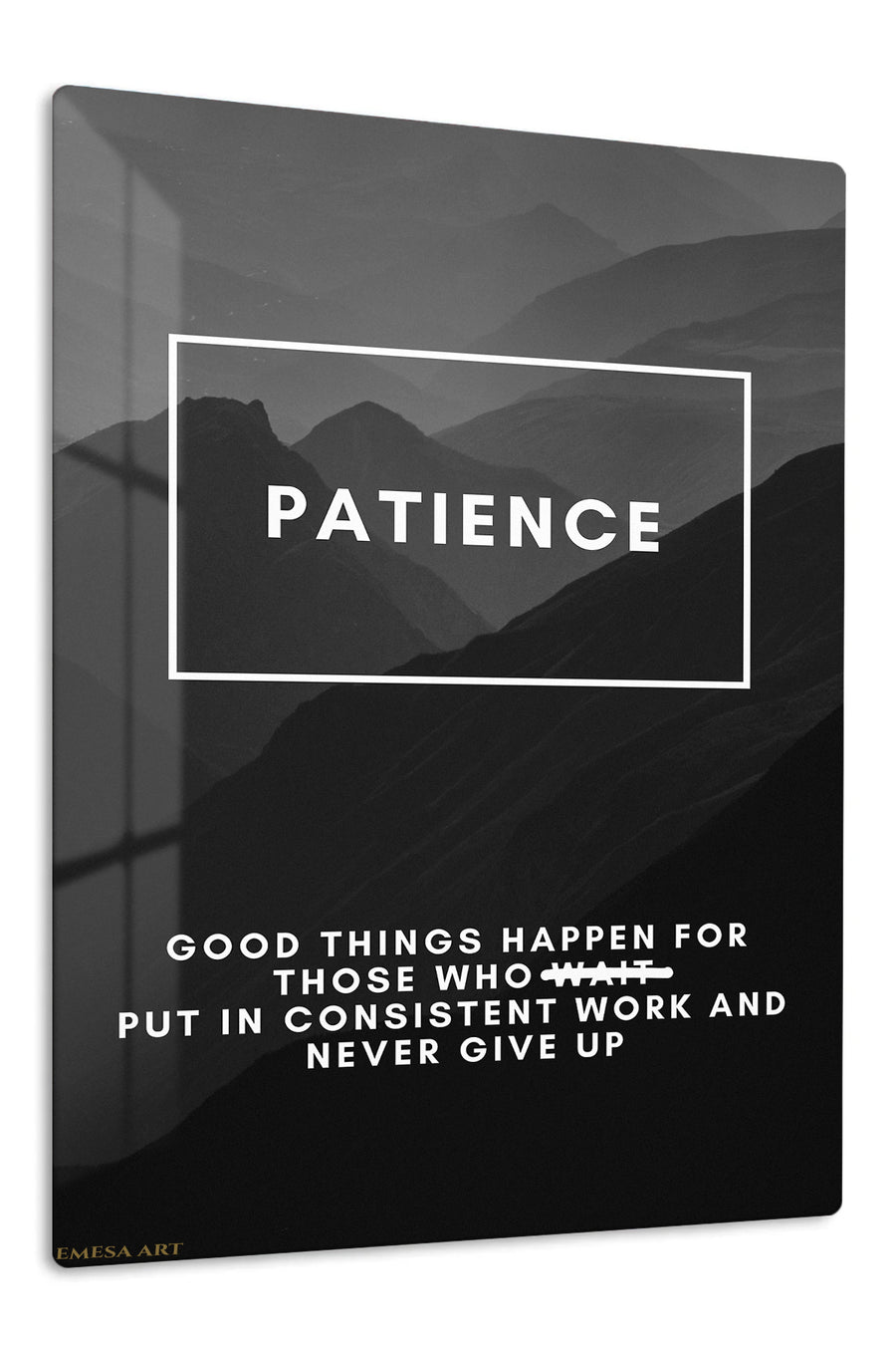 Patience Mountain Motivation premium metal wall art – front view