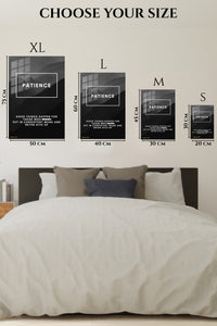 EMESA metal wall art size comparison guide for Patience Mountain Motivation