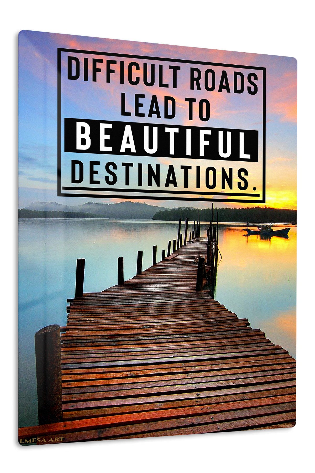 Beautiful Destinations Sunrise Pier premium metal wall art – front view