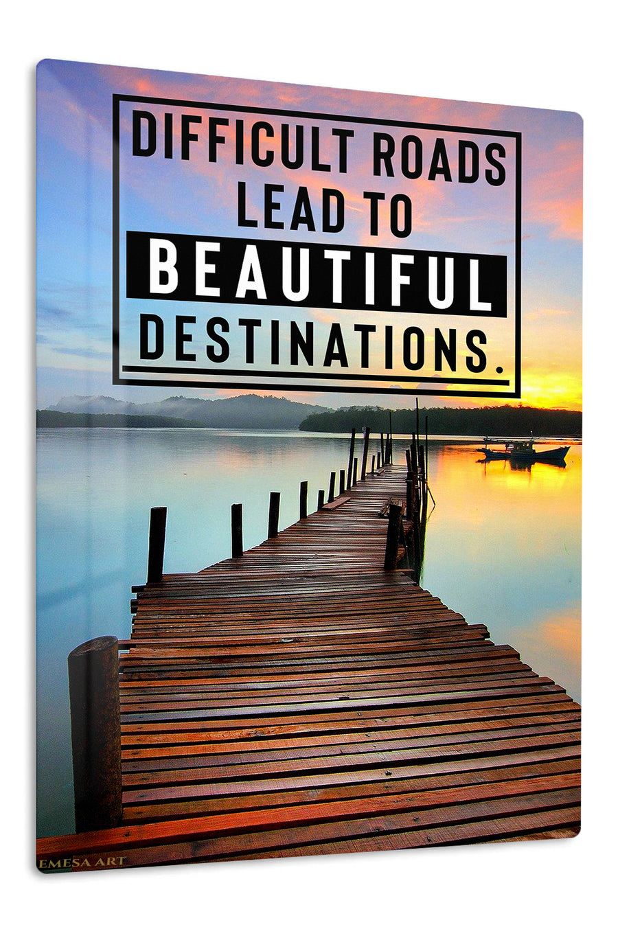 Beautiful Destinations Sunrise Pier premium metal wall art – front view