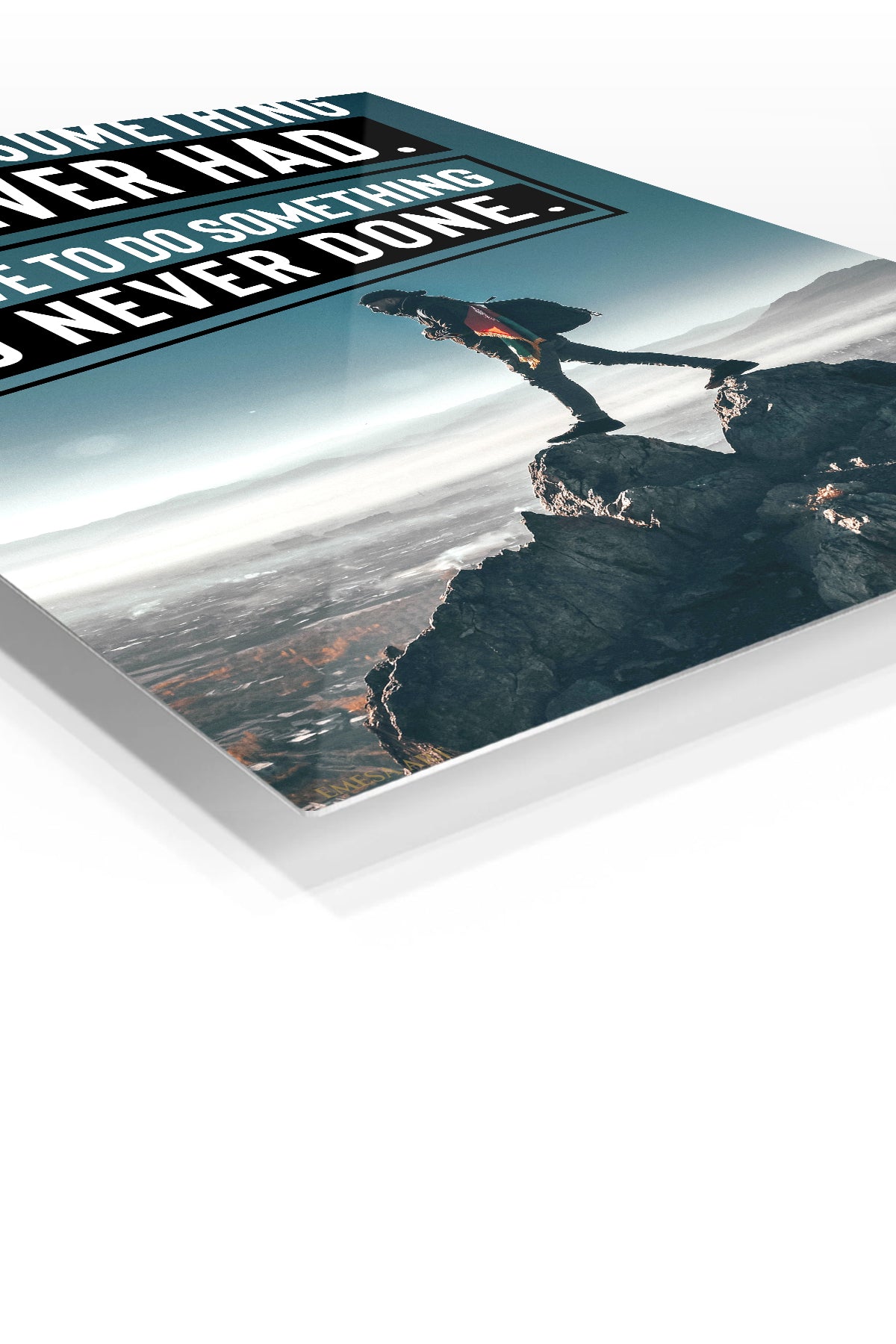 Do Something Never Done premium metal wall art – angled view