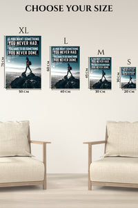 EMESA metal wall art size comparison guide for Do Something Never Done
